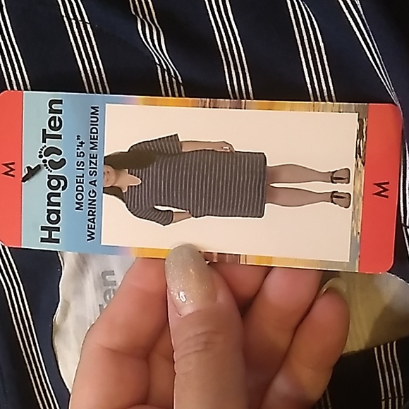 Hang Ten UV Protection UPF 50+ Blue & White Dress w Pockets Women's Medium - Picture 5 of 6